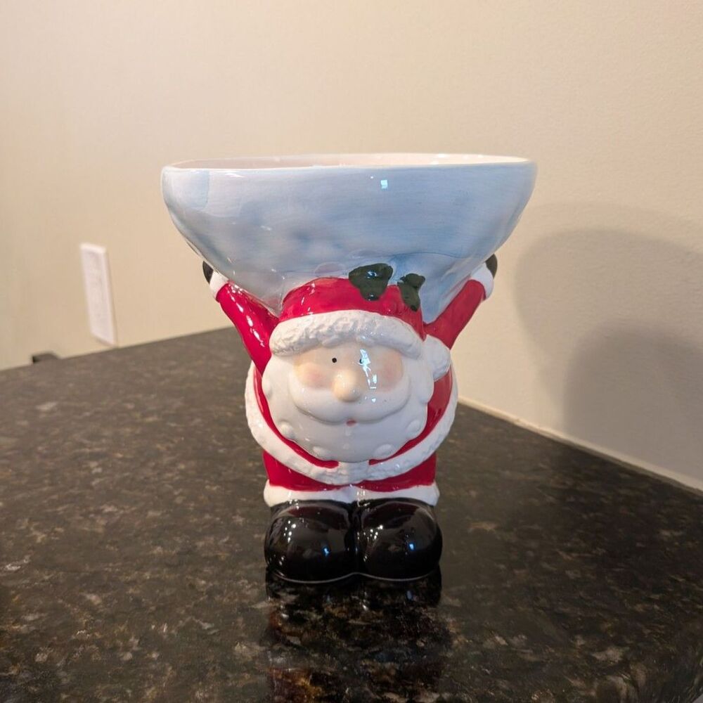 Hand Painted Santa Candy Pedestal Christmas Decoration